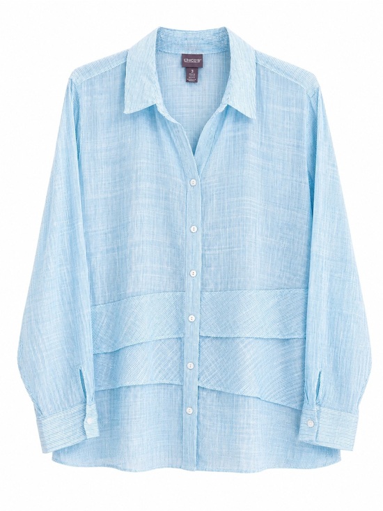 Chico's Tops - Chico's Pin-striped Button-Up Shirt Size 3 (XL/16)